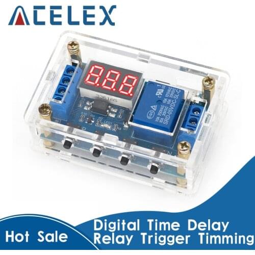 LED Digital Time Delay Relay with Acrylic Case DC 6-30V On Off Trigger Delay Timming Timer Switch Micro USB Power Supply 5V 12V