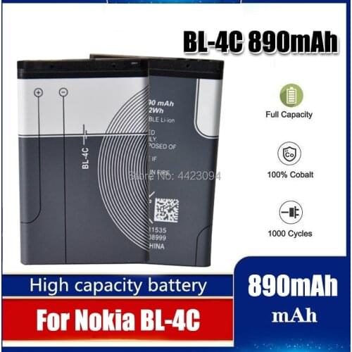 High Qualtiy 890mAh BL 4C BL-4C Battery For Nokia 6100 6125 6136 6170 6300 7705 7200 7270 8208 BATTERY BL4C