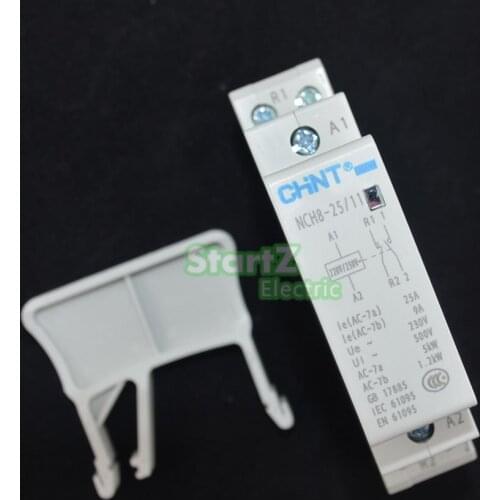 High quality 25A 230V 50Hz/60z 1NO 1NC Din rail Household Chnt AC Contactor HCH8-25/11 With Din rail