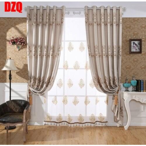 High Precision Embroidered European Style Curatins Simple Modern High Shading Curtains for Living Dining Room Bedroom
