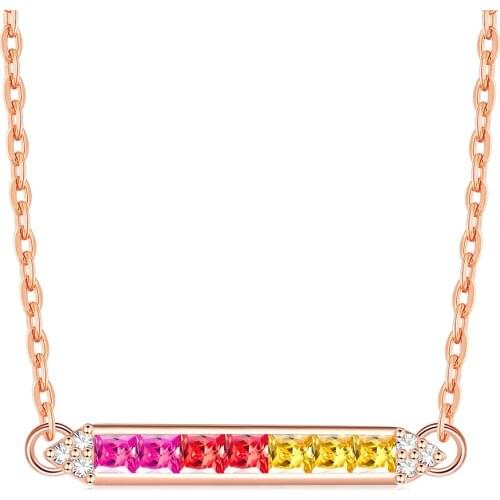 ZEMIOR Necklace For Women 925 Sterling Silver Inlay Colorful Zircon Rainbow Type Pendent Necklace Elegent Life Stylish Jewelry