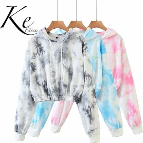 KE 2020 new tie-dye casual loose large version cotton pink black blue hooded clothes coat female trend jacket women hoodie women