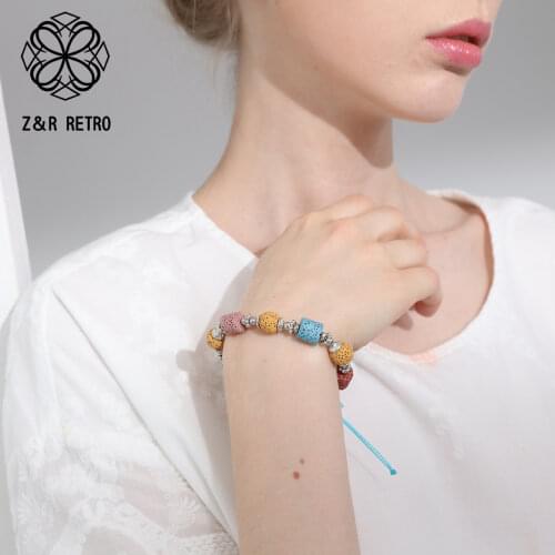 Beautiful Nature Lava Stone Bracelet&Bangle Women Beads Bohemia Bracelet With Colorful Gem Long Wrap Bracelets For Birthday Gift