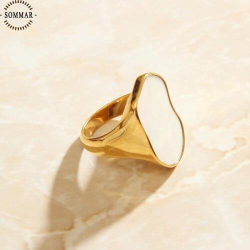 SOMMAR za 2020 women Gold Filled size 6 7 8 Goddess Knuckle Rings Ins Mother SCALLOP opal charm
