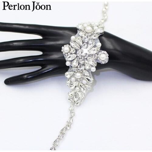 1PC DIY Handmade silver clear Rhinestone belt Applique and trim Sewn or ironed for wedding dress decoration Crystal belt WH036