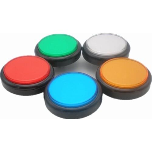 100MM flat cover thick base push button with high quality LED light for arcade game machine five colors available