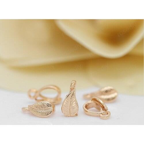 10PCS 4x8MM 24K Champagne Gold Color Plated Brass Tree Leaf Leaves Charms Pendant Connector High Quality Jewelry Accessories