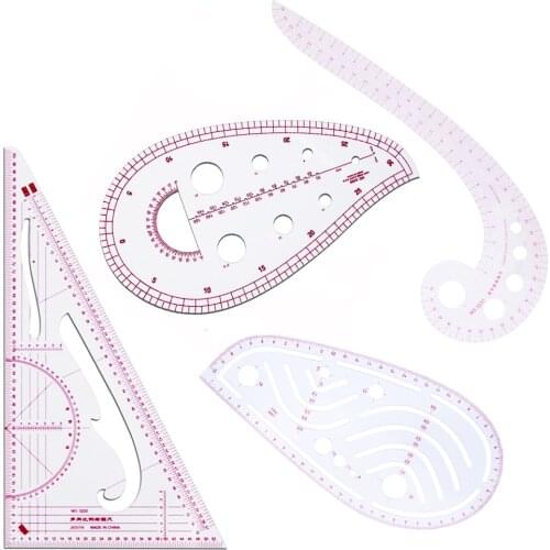 4pcs Tailor Measuring Ruler Sewing Drawing Ruler Yardstick Sleeve Sewing Clothes Drawing Rulers Garment Clothes Cutting Rulers