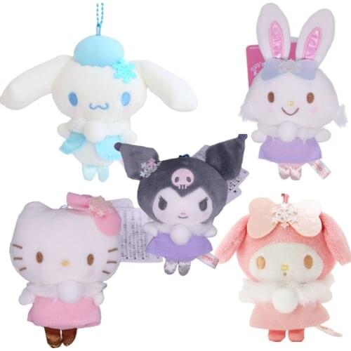 5 Styles Kawali Kuromi Japan Cartoon Pompom Purin Cinnamoroll My Melody Hello Kitty Charmmy Soft Stuffed Plush Pendant Kids Toys