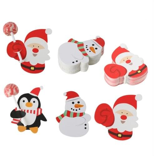 50Pcs Cartoons Santa Claus Paper Lollipop Cards Lollipop Gift Package Decor Christmas Gifts Christmas Decorations for Home Kids