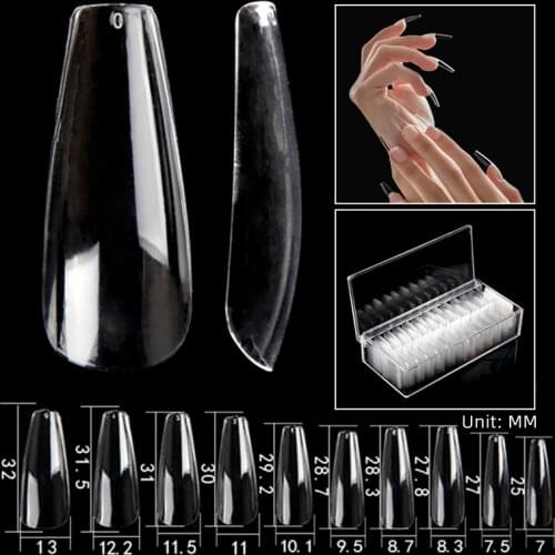 520pcs/box Fake Nails Salon Ultra thin Coffin Nail Art Transparent Full Cover Manicure False Nail Tips