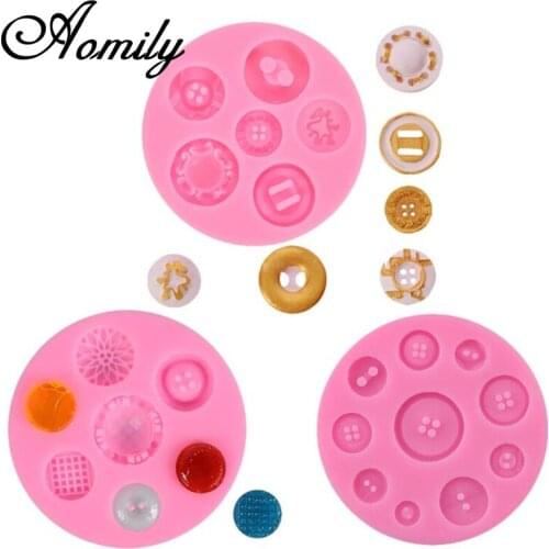 Aomily Silicone Cake Molds Button Shape Decoration Fondant Chocolate Mold Cake Decorating Tools Fondant Sugarcraft Soap Mould