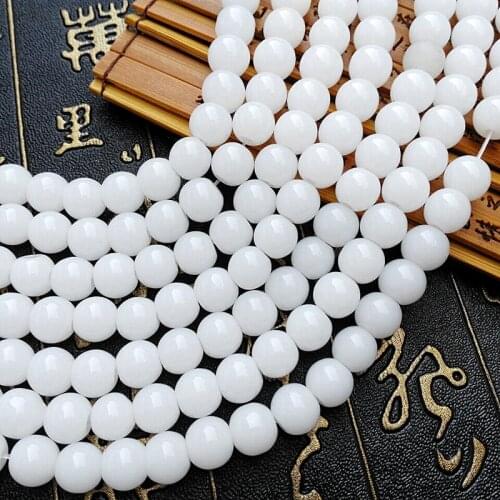 White Jade Glass Bead Bucket Bead Hand Bead String Diy Separator Imitate White Jade Bead