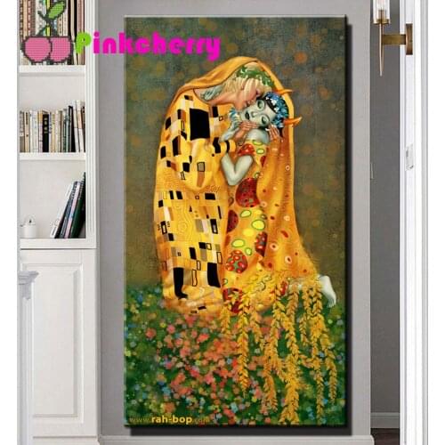 Large Gustav Klimt lover kiss 5d diy diamond painting cross stitch full square round drill rhinestone embroidery kits k454
