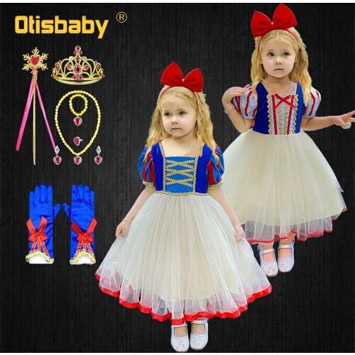 Boutique Birthday Party Girls Snow White Dress 2021 Halloween Princess Costume Toddler Girl Puff Sleeve Performance Ballet Dress