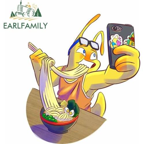 EARLFAMILY 13cm x 11.3cm For Send Noods Cartoon Car Sticker Personality Decal Waterproof Scratch-Proof Laptop Car Door Protector
