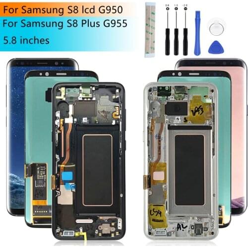 Sreen For Samsung Galaxy S8 lcd G950 S8 Plus G955 Touch Screen Digitizer Assembly With Frame s8 Display Replacement Repair Parts