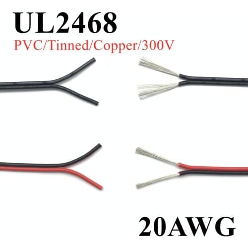 20 AWG Tinned Copper Electrical Wire 2 Pin Red Black Copper Cable Insulated PVC Long-Service Life Power Extension Cord
