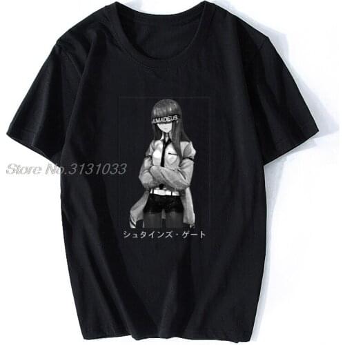 Steins Gate Print Cotton Funny T Shirts Steins Gate Men Fashion Men Cotton Tshirt Anime Tees Harajuku Streetwear