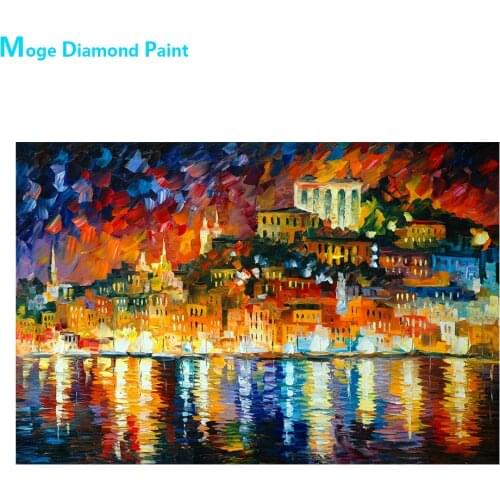 Harbor Night City Diamond Painting Round Full Drill Nouveaute DIY Mosaic Embroidery 5D Cross Stitch Scenic Oil Picture