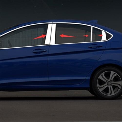 Stainless Steel Chrome Window Pillar Post Trim for Honda City Grace 8PCS