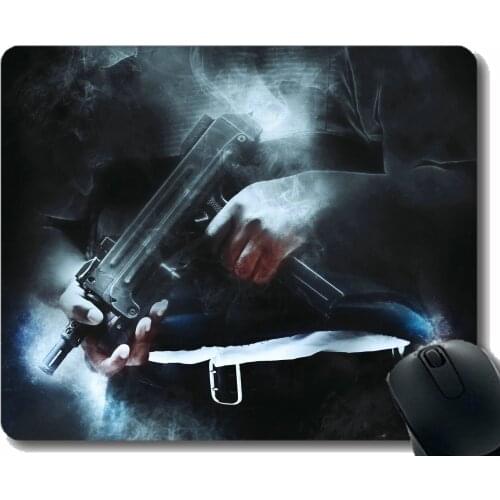 Gaming Mouse Pad Custom,Gun weapon military security protection Mouse Pad with Stitched Edge