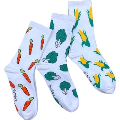 Ins Vegetable Pattern Personality Hip Hop Socks Street Fashion Tide Brand Men Women Tube Style Cotton