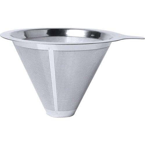 Pour Over Coffee Dripper Stainless Steel Coffee Filter Reusable Cone Dripper Cup Stand and Brush Tea Filter Coffee Tool