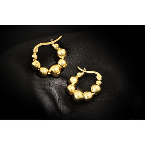 Korean Style S925 Sterling Silver Earrings Ins2020 New Geometric Beaded Earrings Ear Clip Elegant Silver Earrings round earrings