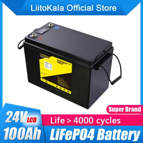 LiitoKala 24V 100Ah LiFePO4 Battery Solar Golf Car for Forklift waterproof battery pack for inverter,solar system,boat motor