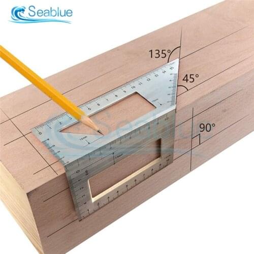 Multifunctional Square 45/90 Degree Gauge Angle Ruler Aluminum Alloy Wooden Ruler Measuring Woodworking Tool Drop Shipping