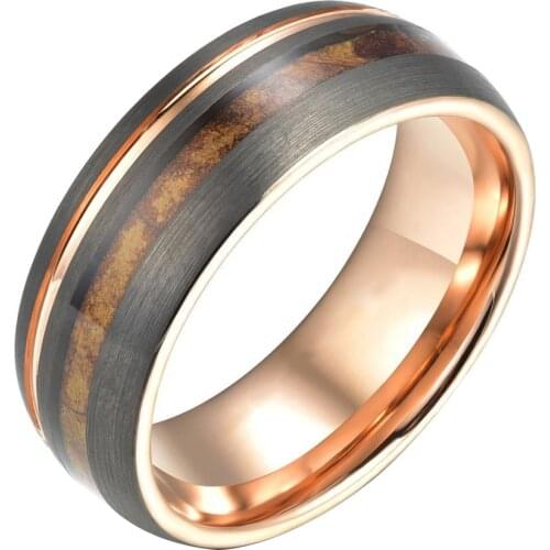 New Arrived TUNGSTEN Steel Tobacco Mens Ring Double Line Wedding Rings