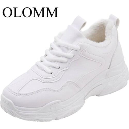 OLOMM platform sports shoes ladies 2019 new winter shoes women white sports shoes casual shoes plush warm shoes AB-45