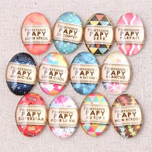 Onwear 20pcs mix papy photo oval glass cabochon 18x25mm diy flat back handmade jewelry findings for earrings pendants