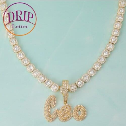 Gold Color Zircon Signature Letters Custom Name Necklaces For Mens Hip Hop Pendant Jewelry