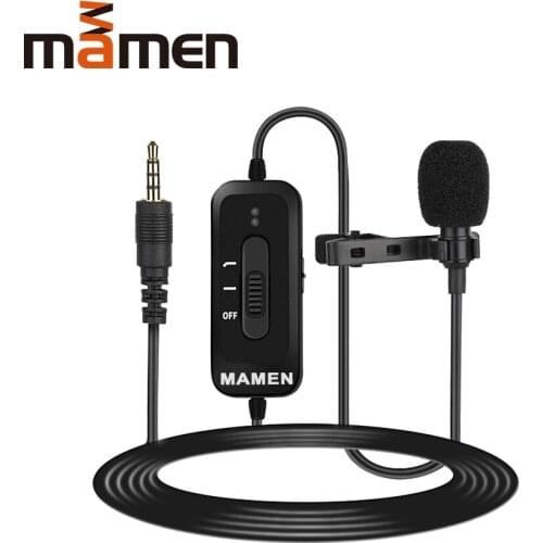 8m Cable Clip-On Lavalier Microphone 3.5mm Plug Condenser Mic Vlog Recording Microfono for Smartphone DSLR Camera PC