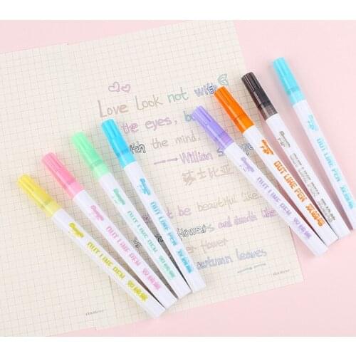 Gift Card Writing Drawing Double Line Outline Pen Portable for School DIY Poster DQ-Drop