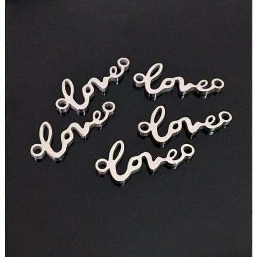 10pcs Love Letter Stainless Steel Charm High Polished Stainless Steel Accessory Pendant for DIY Jewelry Making