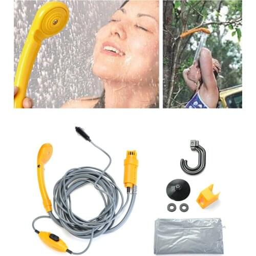 12V DC Portable Car Washer Motorcycle Shower High Pressure Power Electric Pump For Outdoor Camping Travel Pet - Yellow Blue