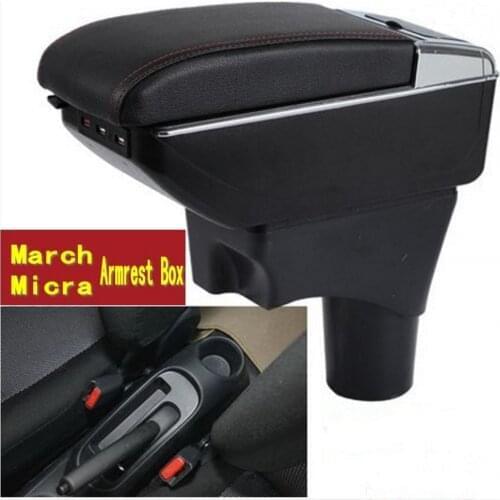 Turnable CAR ARMREST For NISSAN MARCH MICRA K13 MK4 IV (2010-2017) Storage box Arm rest with cup holder ashtray Console box