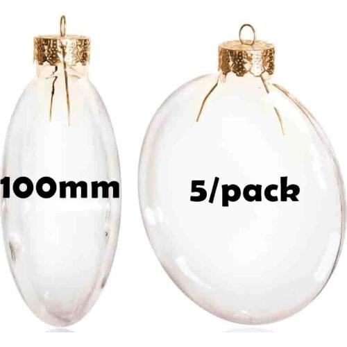 Promotion - 5/Pack, DIY Paintable Christmas Decoration Ball 100mm Glass Disc Oval Ornament