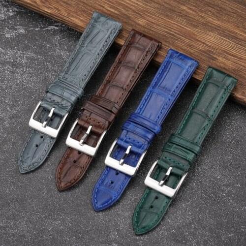 Handmade American Crocodile Leather Strap 20MM Vintage Slub Pattern Leather Bracelet High-end Male Bacelet