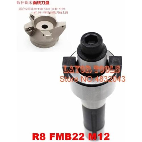 R8 FMB22 M12, R8-22mm face mill cutter arbor, drawbar thread: M12, to use with BAP300R,BAP400R,EMR5R,EMR6R face mill cutter