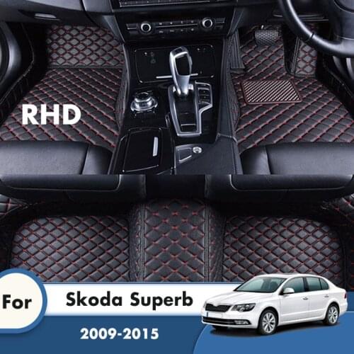 RHD Carpets For Skoda Superb 2015 2014 2013 2012 2011 2010 2009 Car Floor Mats Foot Pads Automobile Car Accessories Interior