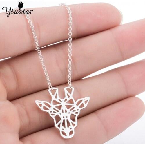 Yiustar Sexy Chain Origami Deer Pendant Necklaces Minimalist Geometric Animal Giraffe Necklace Gifts for Classmate Accessories