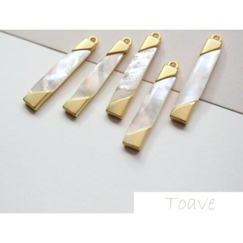 High-Grade Retro Temperament Rectangular Sea Shells Copper Package 18K ya jin Pendant Earrings Materials Accessories Earrings