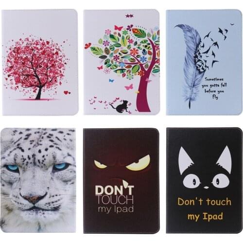 Cat Feather Flower Tree Print PU Leather Smart Case For apple ipad pro 12.9 flip stand Cover for ipadpro 12.9" Tablet Cases