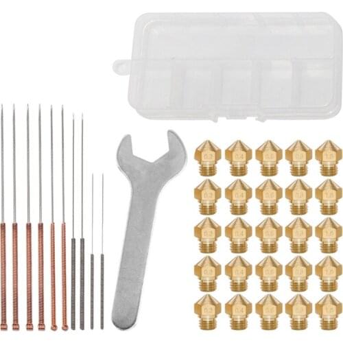 3D Printer Nozzle MK10 Thread Brass Extruder Head Nozzle 0.2-1mm Clean Needles