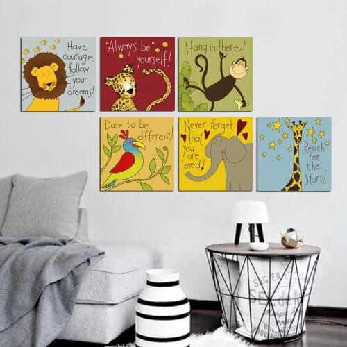 Cartoon Animal Modern Wall Art Print Pop Art Picture And Poster Framed Hanging Scroll Canvas Painting for Childs Room Strange
