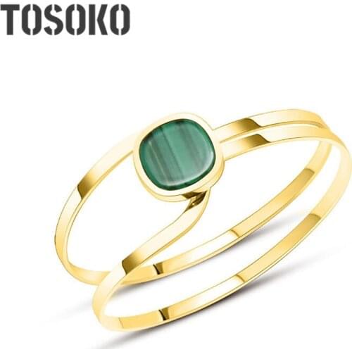 TOSOKO Stainless Steel Jewelry Geometric Elements Emerald Stripe Acrylic Bracelet Womens Fashion Bracelet BSZ189